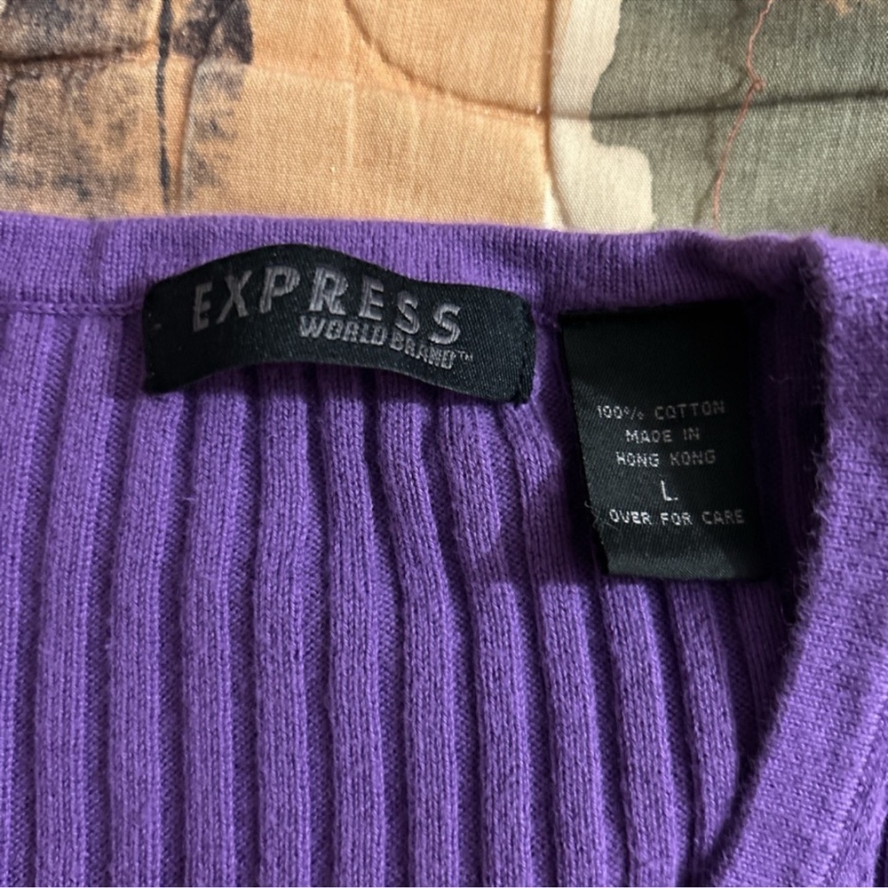 Express Purple Ribbed Cardigan - Picture 8 of 9